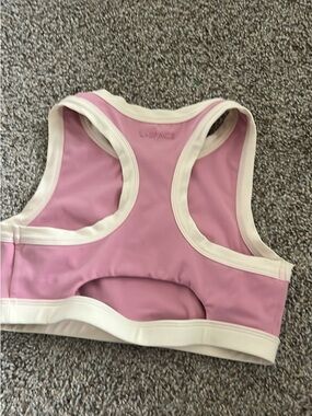 l*space Pink with Cream Trim Racerback Bikini Top